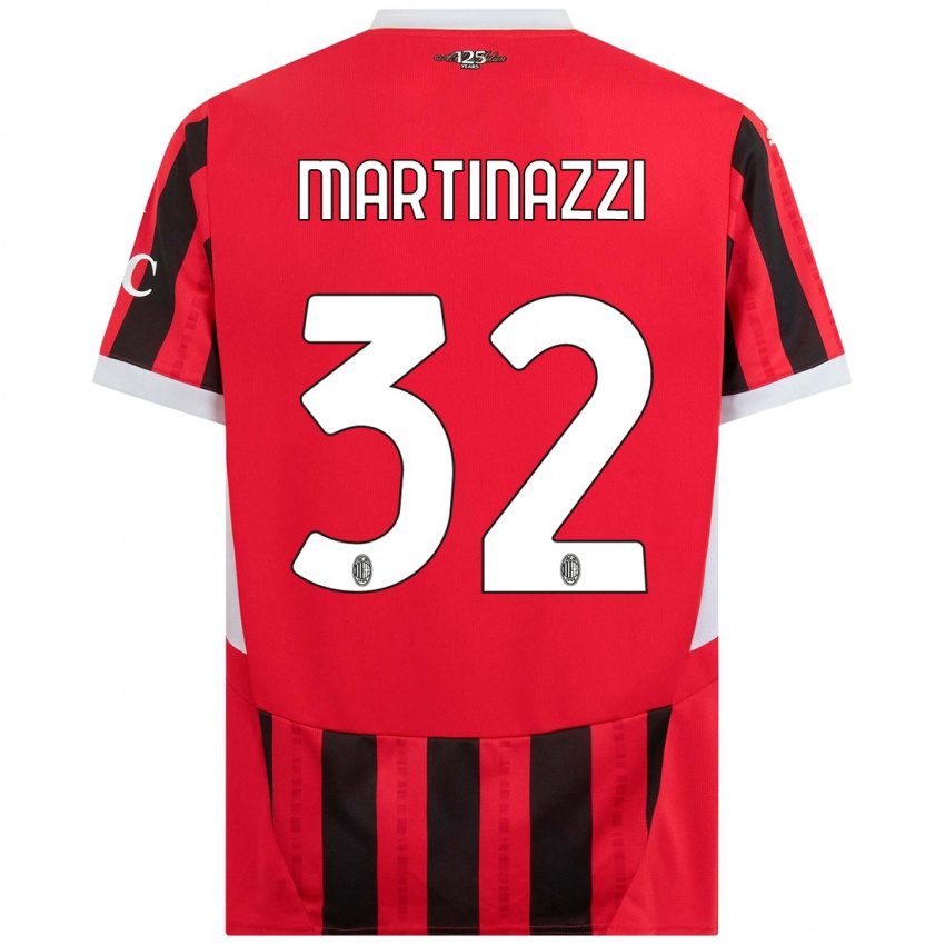 Kinderen Luca Martinazzi #32 Rood Zwart Thuisshirt Thuistenue 2024/25 T-Shirt België