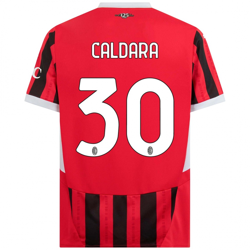 Kinder Mattia Caldara #30 Rot Schwarz Heimtrikot Trikot 2024/25 T-Shirt Belgien