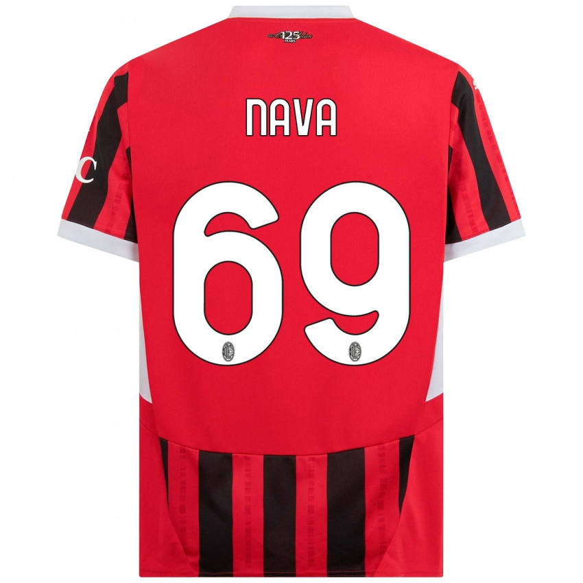 Kinderen Lapo Nava #69 Rood Zwart Thuisshirt Thuistenue 2024/25 T-Shirt België