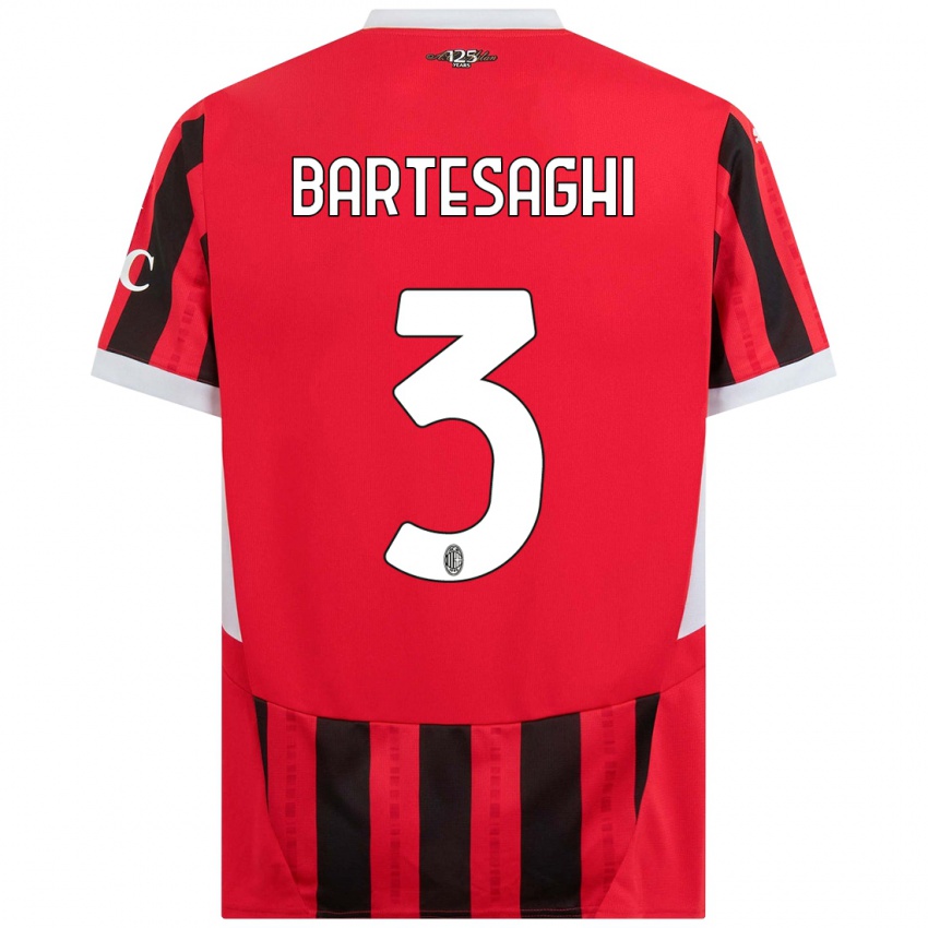 Kinderen Davide Bartesaghi #3 Rood Zwart Thuisshirt Thuistenue 2024/25 T-Shirt België