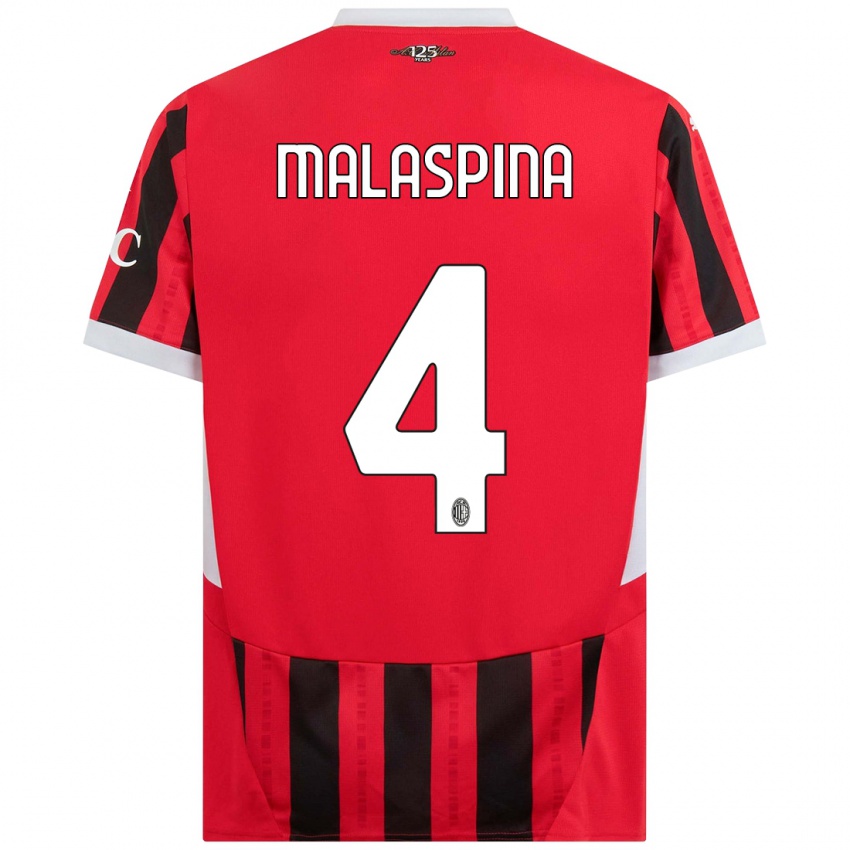 Kinderen Mattia Malaspina #4 Rood Zwart Thuisshirt Thuistenue 2024/25 T-Shirt België