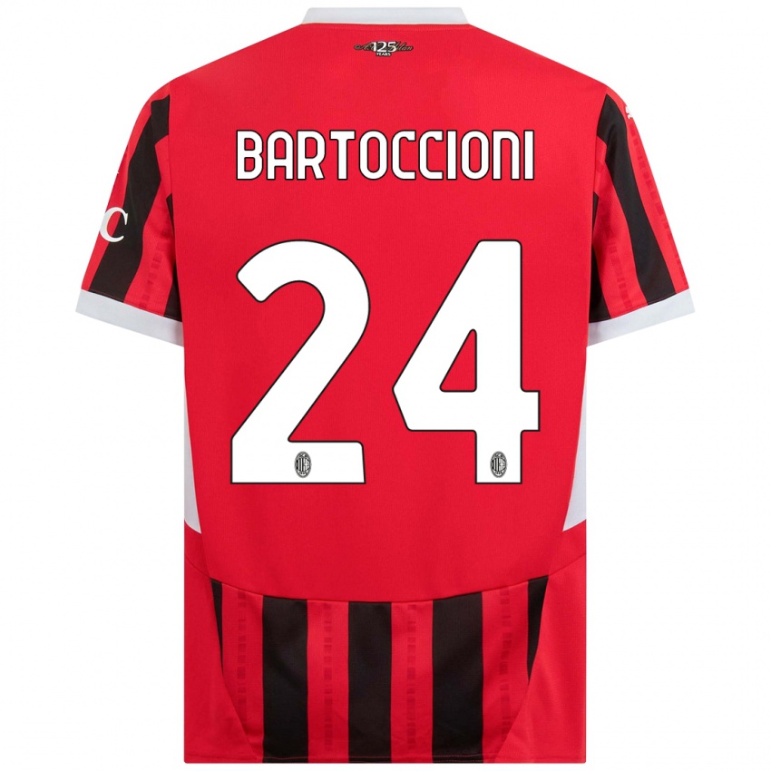 Kinderen Andrea Bartoccioni #24 Rood Zwart Thuisshirt Thuistenue 2024/25 T-Shirt België