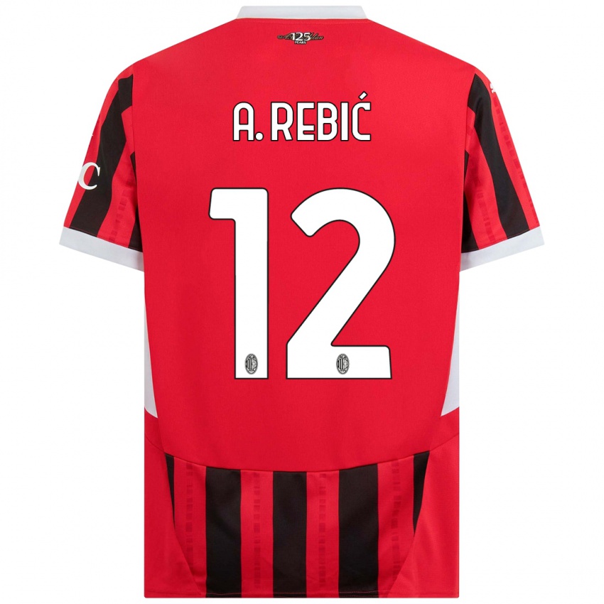 Kinderen Ante Rebic #12 Rood Zwart Thuisshirt Thuistenue 2024/25 T-Shirt België