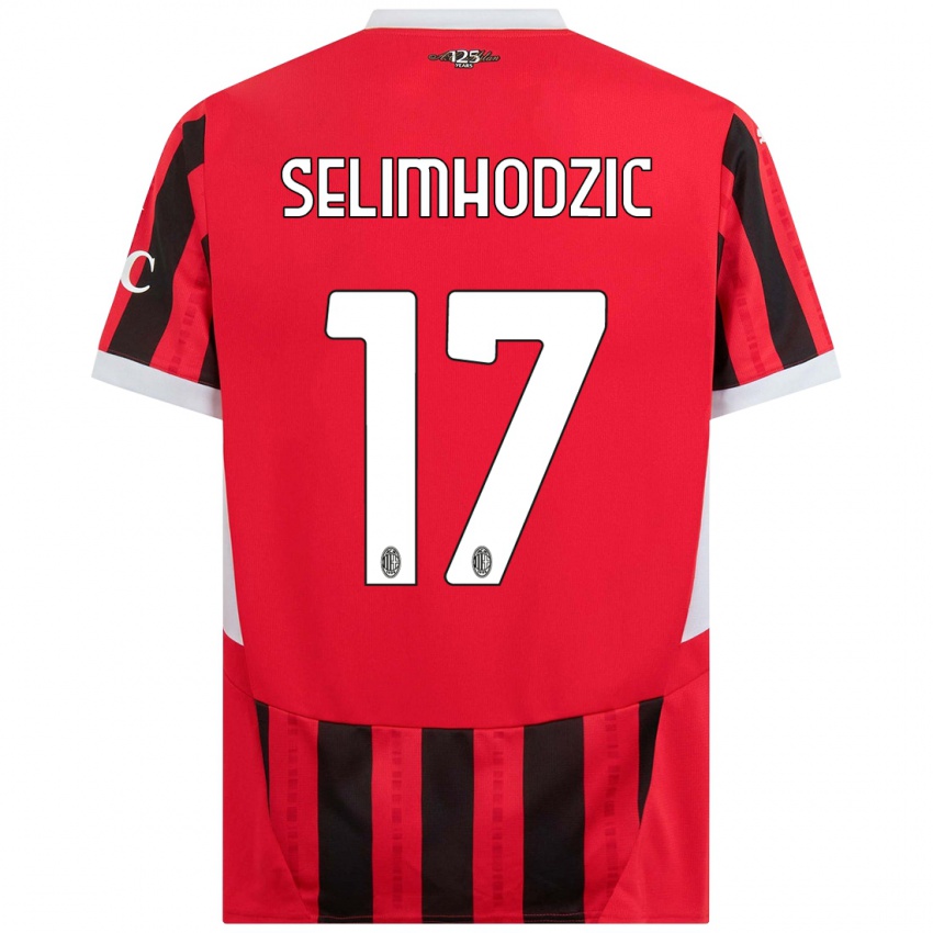 Kinderen Noa Selimhodzic #17 Rood Zwart Thuisshirt Thuistenue 2024/25 T-Shirt België