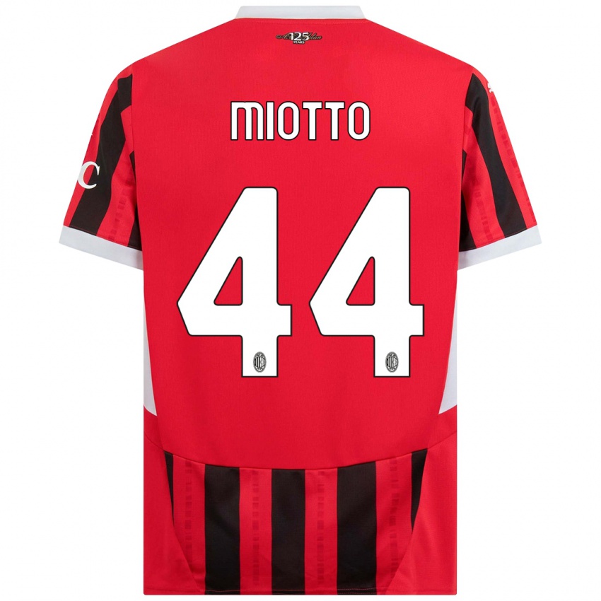 Kinderen Giorgia Miotto #44 Rood Zwart Thuisshirt Thuistenue 2024/25 T-Shirt België