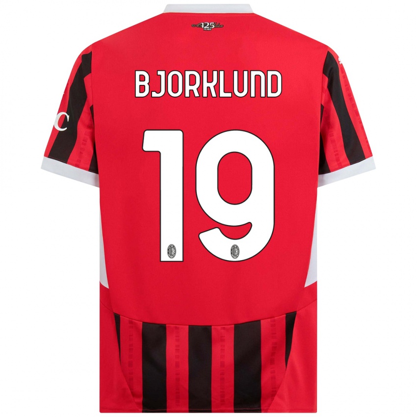 Kinderen Lukas Bjorklund #19 Rood Zwart Thuisshirt Thuistenue 2024/25 T-Shirt België