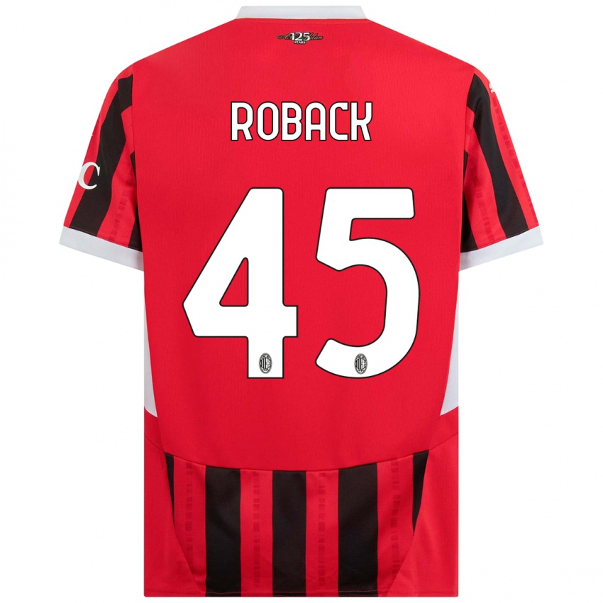 Kinderen Emil Roback #45 Rood Zwart Thuisshirt Thuistenue 2024/25 T-Shirt België