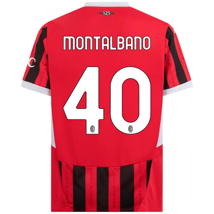 Kinderen Nicolo Montalbano #40 Rood Zwart Thuisshirt Thuistenue 2024/25 T-Shirt België