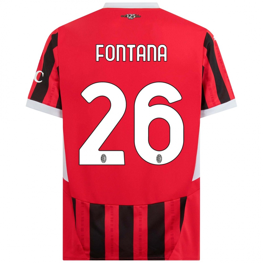 Kinderen Francesco Fontana #26 Rood Zwart Thuisshirt Thuistenue 2024/25 T-Shirt België