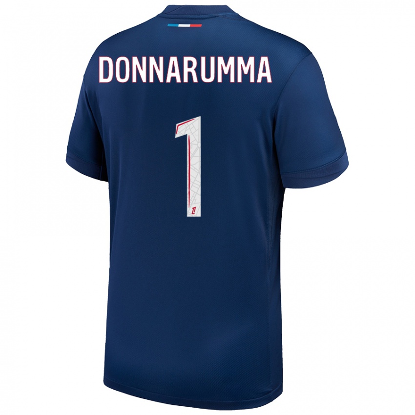 Kinderen Gianluigi Donnarumma #1 Marineblauw Wit Thuisshirt Thuistenue 2024/25 T-Shirt België