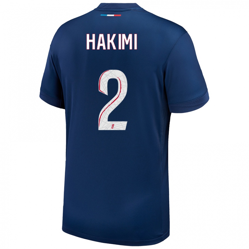 Kinderen Achraf Hakimi #2 Marineblauw Wit Thuisshirt Thuistenue 2024/25 T-Shirt België