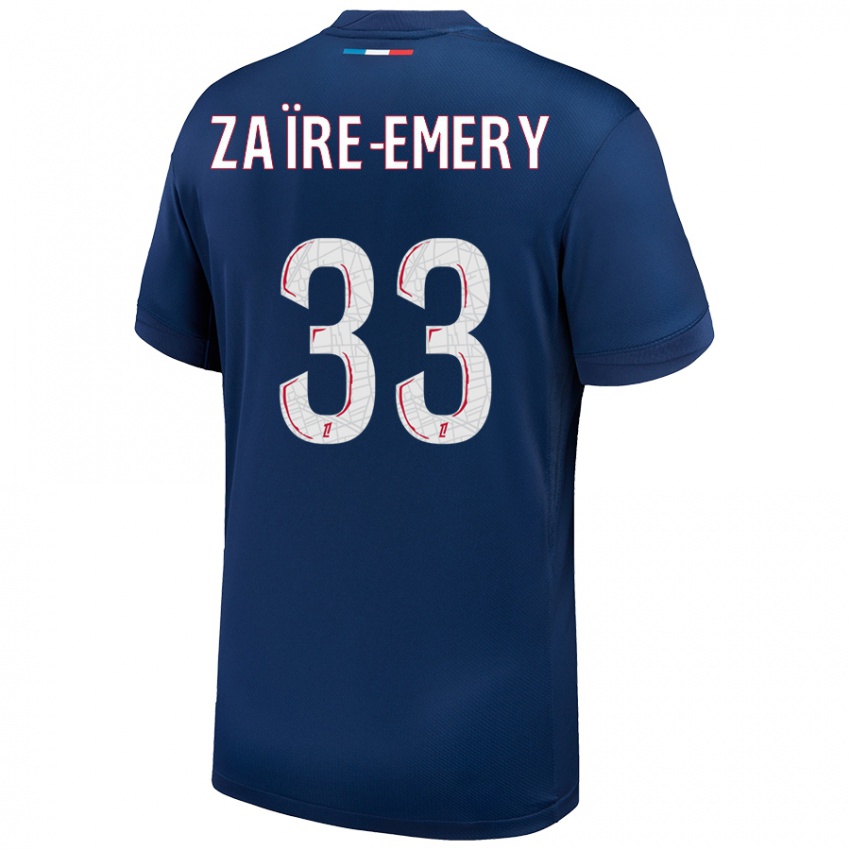 Kinderen Warren Zaire Emery #33 Marineblauw Wit Thuisshirt Thuistenue 2024/25 T-Shirt België