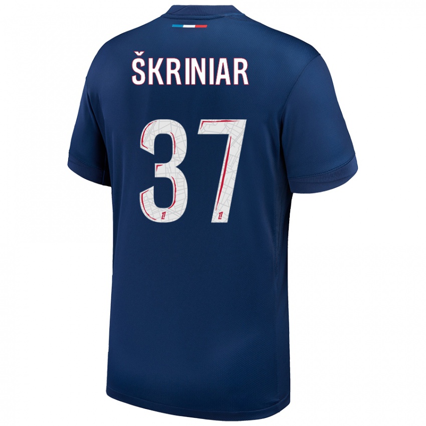 Enfant Maillot Milan Skriniar #37 Bleu Marine Blanc Tenues Domicile 2024/25 T-Shirt Belgique