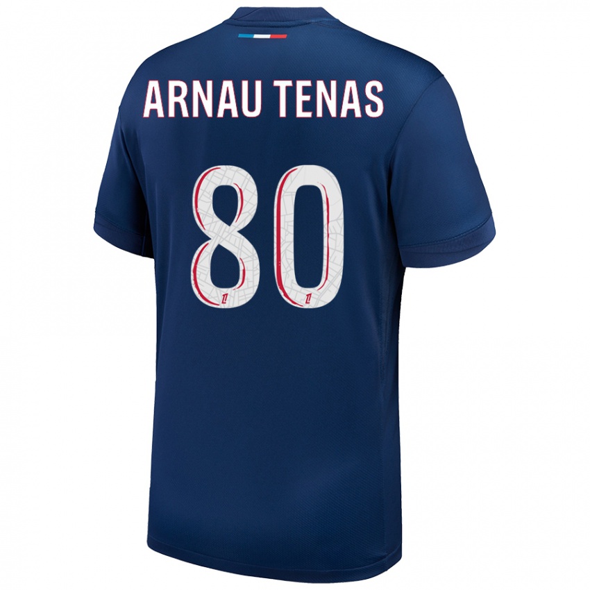 Enfant Maillot Arnau Tenas #80 Bleu Marine Blanc Tenues Domicile 2024/25 T-Shirt Belgique