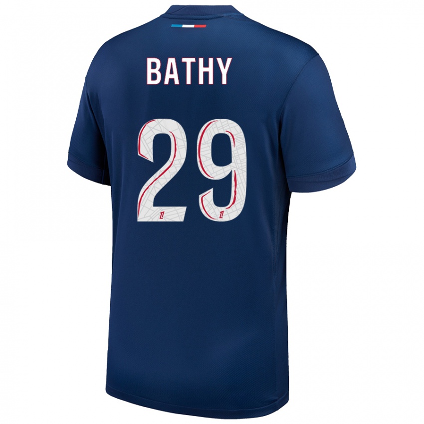 Enfant Maillot Griedge Mbock Bathy #29 Bleu Marine Blanc Tenues Domicile 2024/25 T-Shirt Belgique