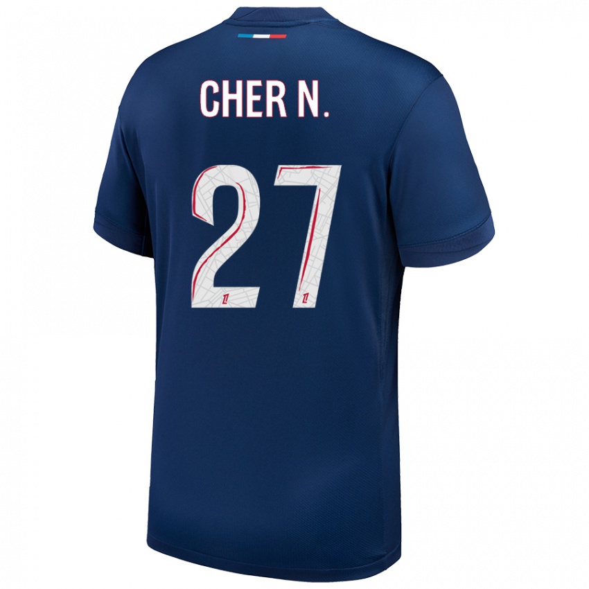 Enfant Maillot Cher Ndour #27 Bleu Marine Blanc Tenues Domicile 2024/25 T-Shirt Belgique