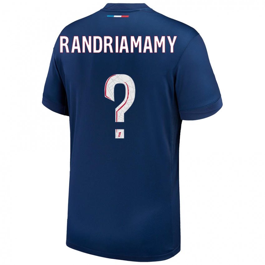 Enfant Maillot Mathyas Randriamamy #0 Bleu Marine Blanc Tenues Domicile 2024/25 T-Shirt Belgique