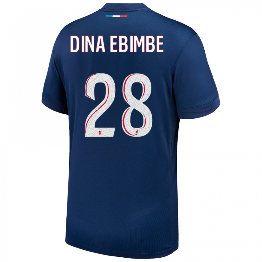 Enfant Maillot Eric Junior Dina Ebimbe #28 Bleu Marine Blanc Tenues Domicile 2024/25 T-Shirt Belgique