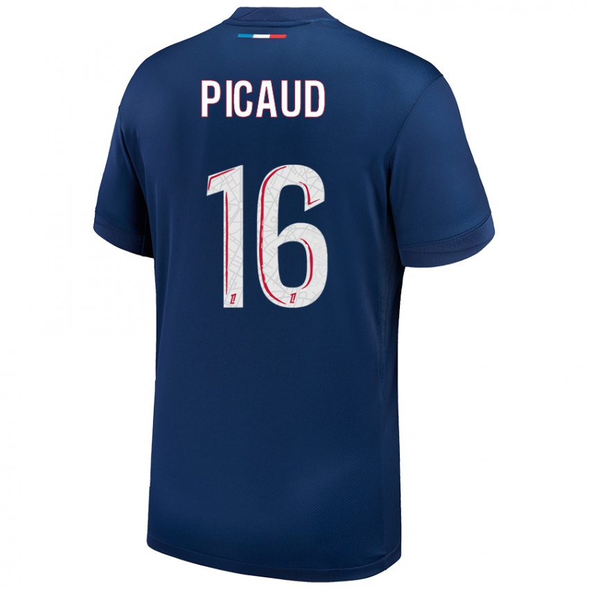 Enfant Maillot Constance Picaud #16 Bleu Marine Blanc Tenues Domicile 2024/25 T-Shirt Belgique