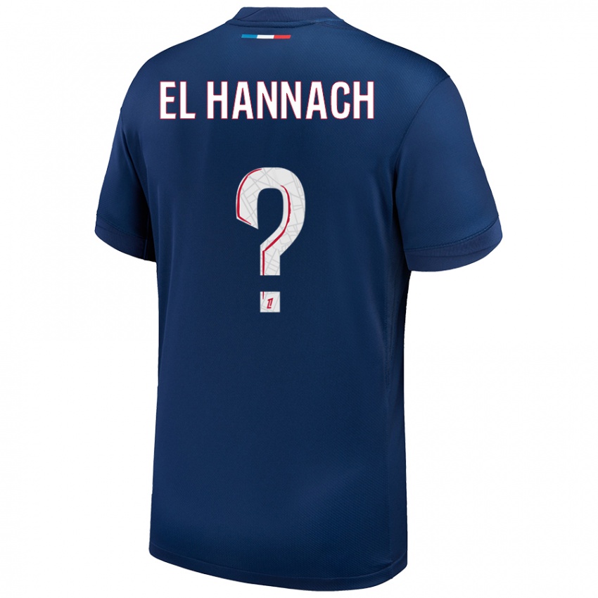 Enfant Maillot Younes El Hannach #0 Bleu Marine Blanc Tenues Domicile 2024/25 T-Shirt Belgique