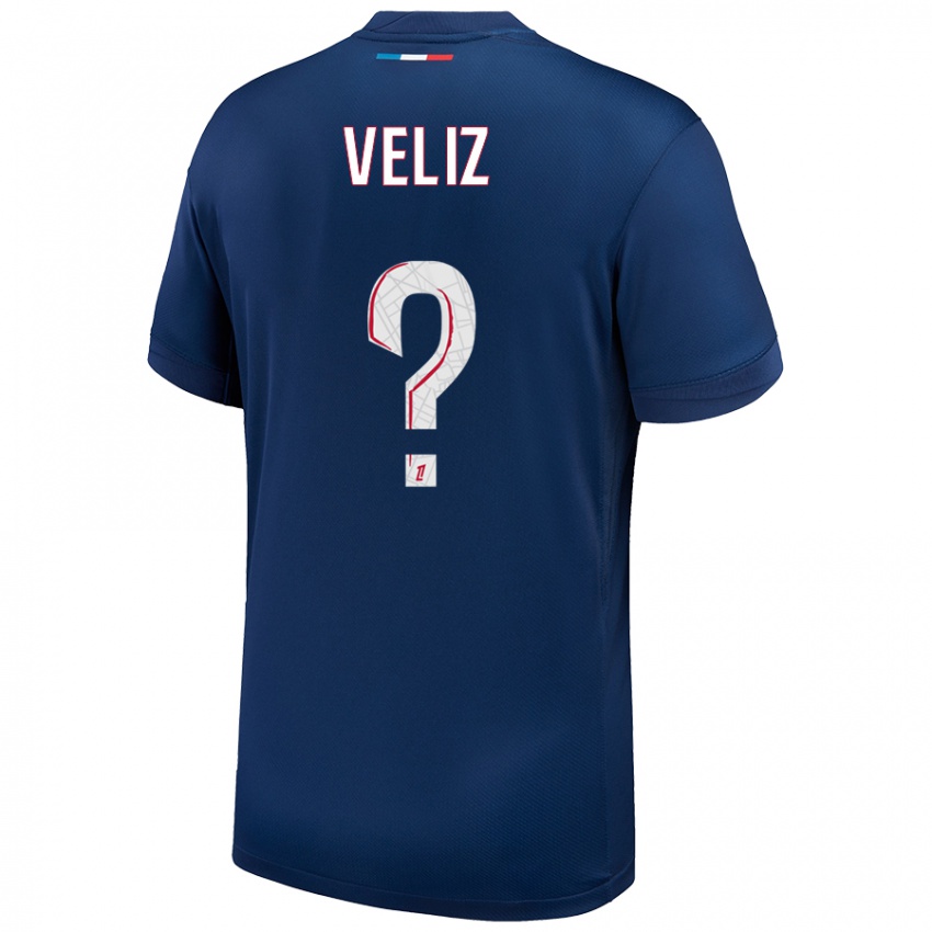 Enfant Maillot Nehemiah Fernandez Veliz #0 Bleu Marine Blanc Tenues Domicile 2024/25 T-Shirt Belgique