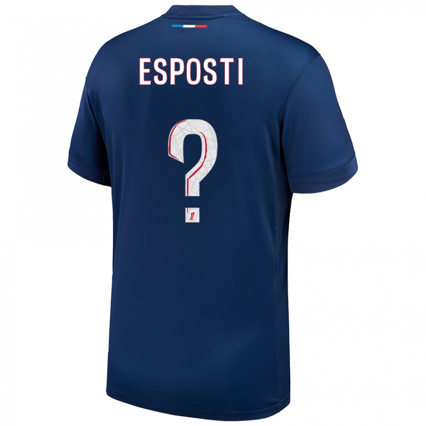 Enfant Maillot Ines Degli Esposti #0 Bleu Marine Blanc Tenues Domicile 2024/25 T-Shirt Belgique