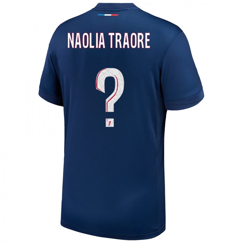 Enfant Maillot Naolia Traore #0 Bleu Marine Blanc Tenues Domicile 2024/25 T-Shirt Belgique