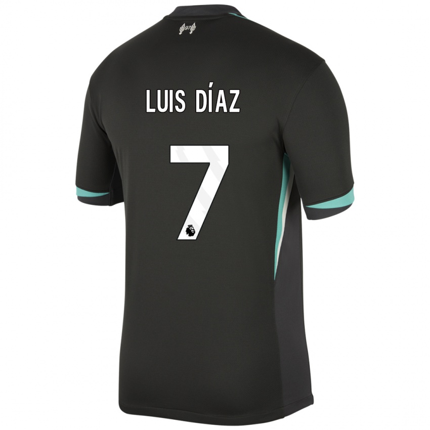 Kinder Luis Diaz #7 Schwarz Anthrazitweiß Auswärtstrikot Trikot 2024/25 T-Shirt Belgien