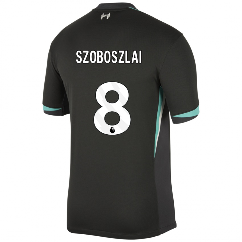 Kinder Dominik Szoboszlai #8 Schwarz Anthrazitweiß Auswärtstrikot Trikot 2024/25 T-Shirt Belgien