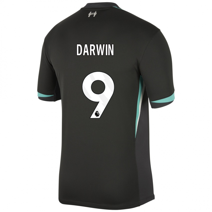 Kinder Darwin Nunez #9 Schwarz Anthrazitweiß Auswärtstrikot Trikot 2024/25 T-Shirt Belgien