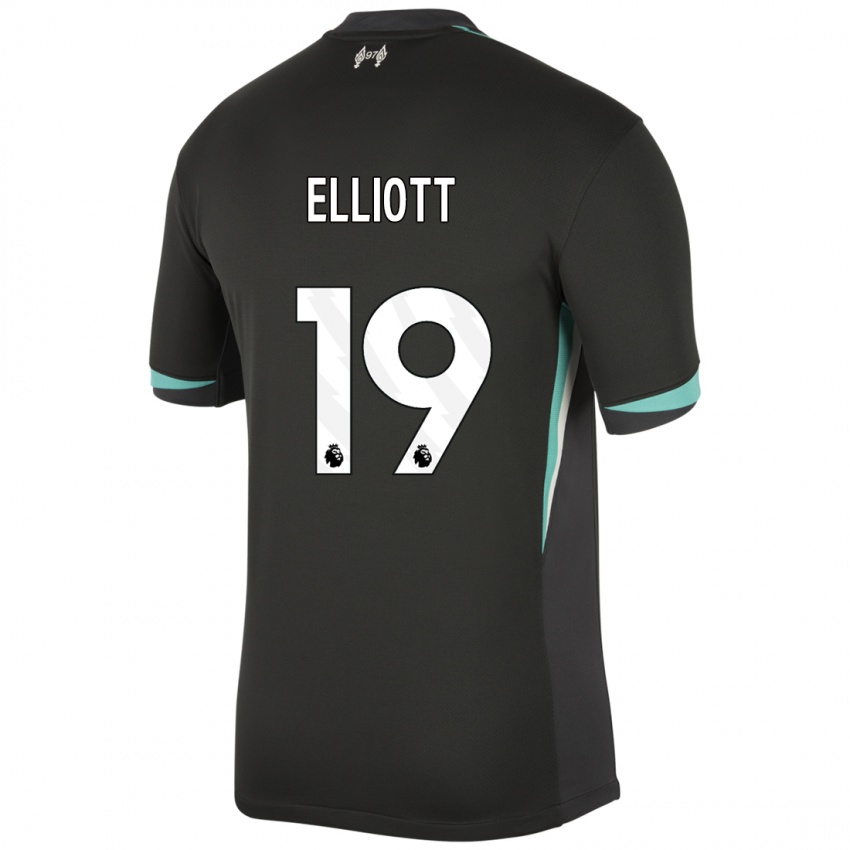 Kinderen Harvey Elliott #19 Zwart Antraciet Wit Uitshirt Uittenue 2024/25 T-Shirt België