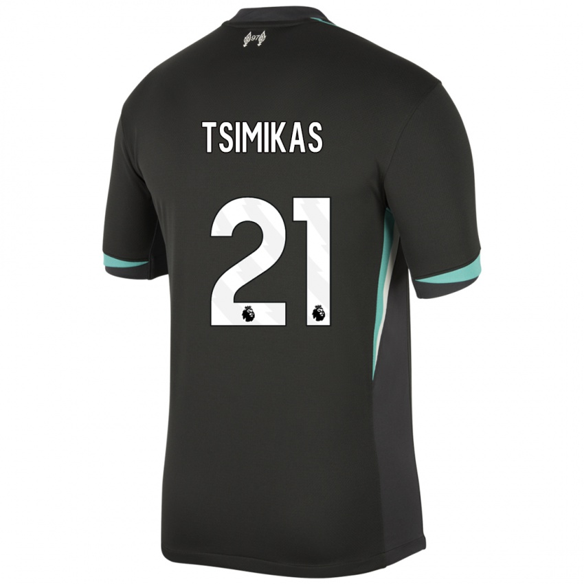 Kinderen Konstantinos Tsimikas #21 Zwart Antraciet Wit Uitshirt Uittenue 2024/25 T-Shirt België