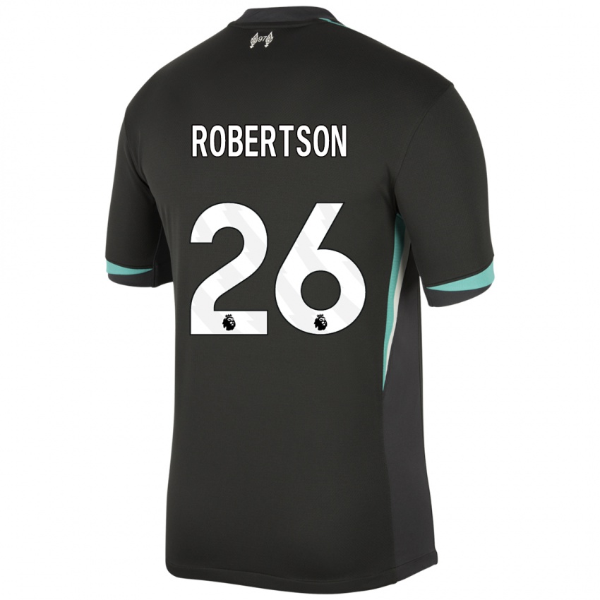 Kinderen Andrew Robertson #26 Zwart Antraciet Wit Uitshirt Uittenue 2024/25 T-Shirt België