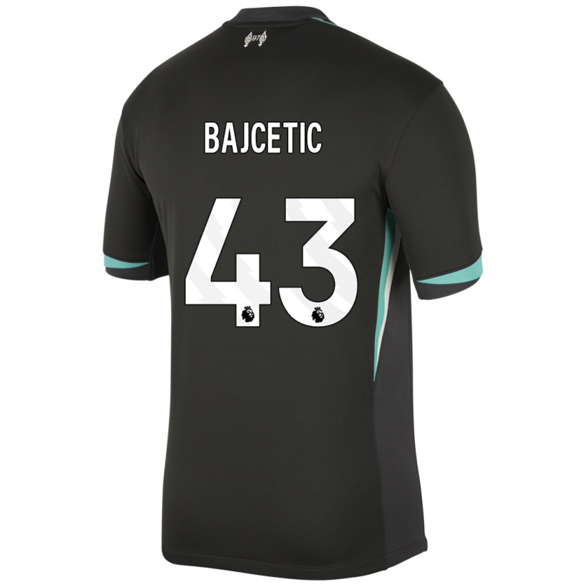 Kinderen Stefan Bajcetic #43 Zwart Antraciet Wit Uitshirt Uittenue 2024/25 T-Shirt België