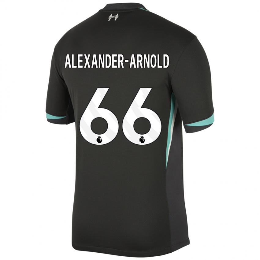 Kinder Trent Alexander-Arnold #66 Schwarz Anthrazitweiß Auswärtstrikot Trikot 2024/25 T-Shirt Belgien