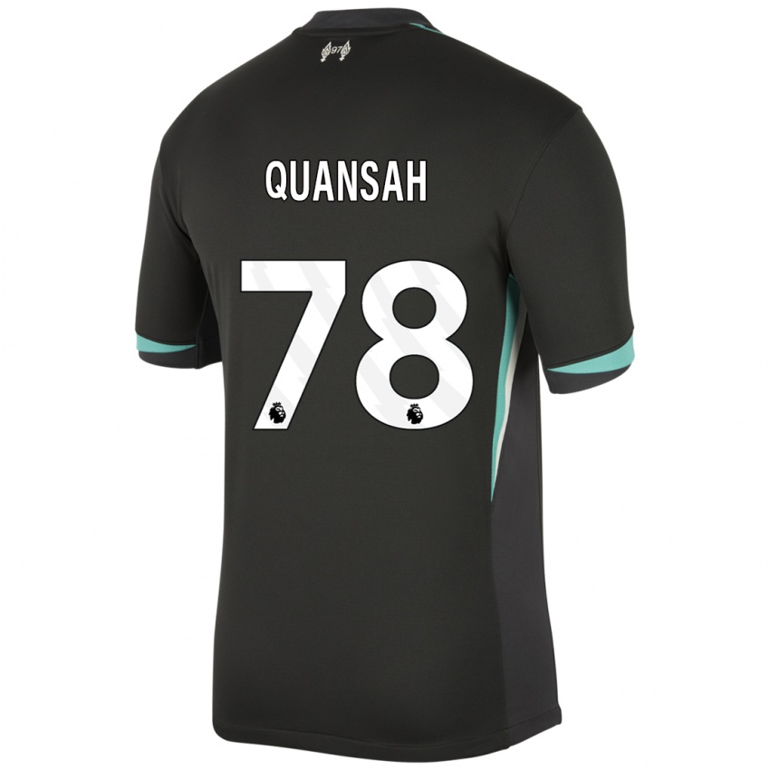 Kinder Jarell Quansah #78 Schwarz Anthrazitweiß Auswärtstrikot Trikot 2024/25 T-Shirt Belgien