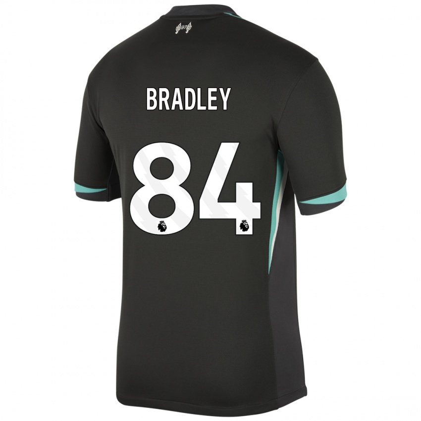 Kinder Conor Bradley #84 Schwarz Anthrazitweiß Auswärtstrikot Trikot 2024/25 T-Shirt Belgien