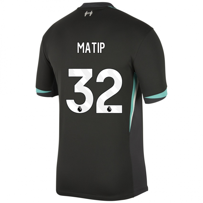 Kinderen Joel Matip #32 Zwart Antraciet Wit Uitshirt Uittenue 2024/25 T-Shirt België