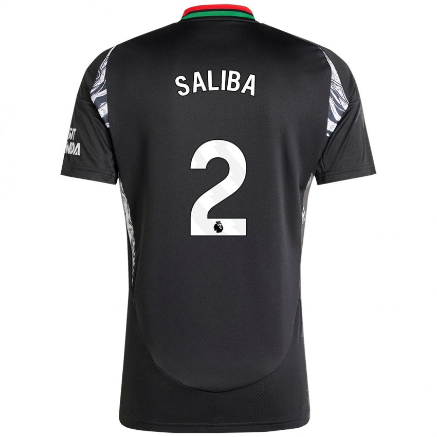 Enfant Maillot William Saliba #2 Noir Tenues Extérieur 2024/25 T-Shirt Belgique