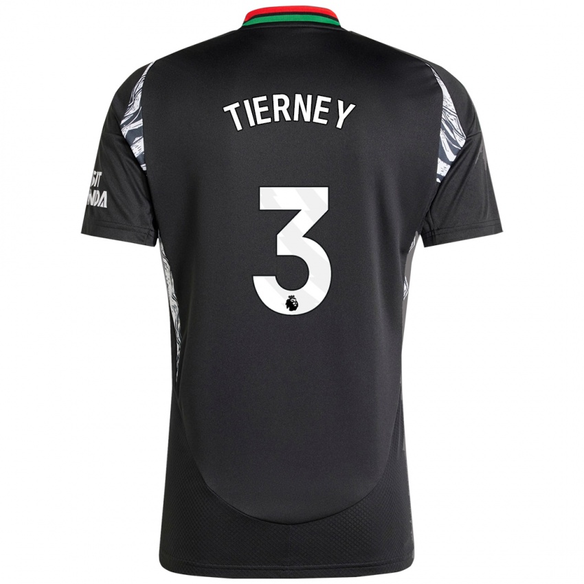 Enfant Maillot Kieran Tierney #3 Noir Tenues Extérieur 2024/25 T-Shirt Belgique