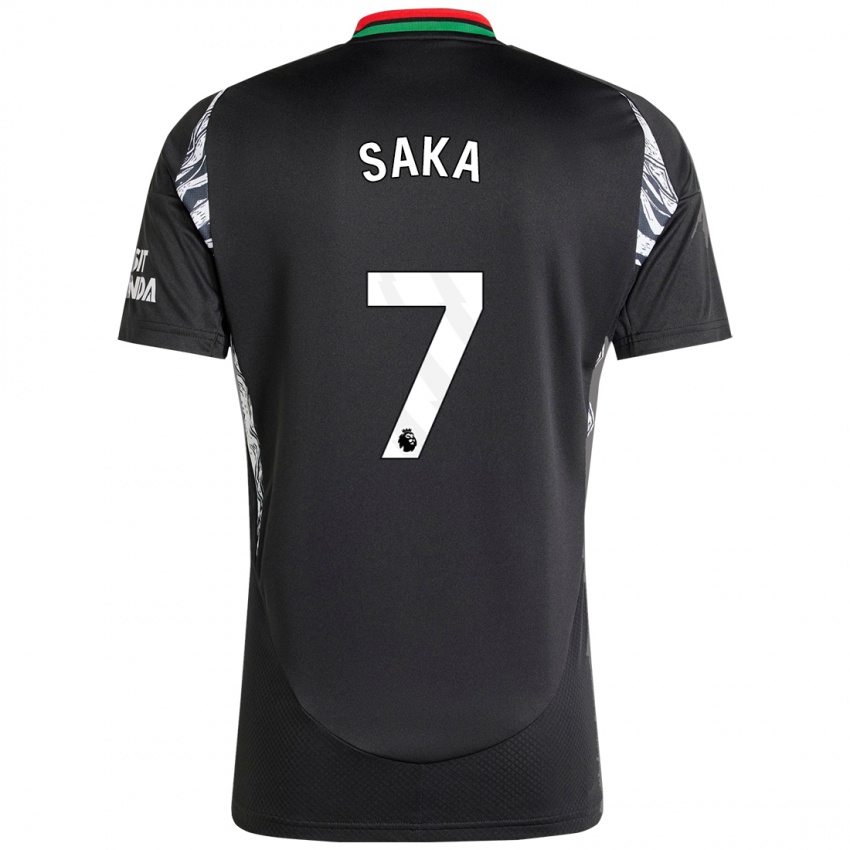 Enfant Maillot Bukayo Saka #7 Noir Tenues Extérieur 2024/25 T-Shirt Belgique