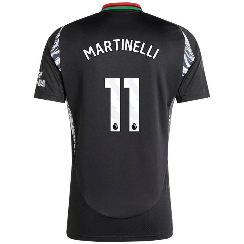 Enfant Maillot Gabriel Martinelli #11 Noir Tenues Extérieur 2024/25 T-Shirt Belgique