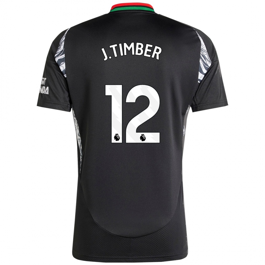 Enfant Maillot Jurrien Timber #12 Noir Tenues Extérieur 2024/25 T-Shirt Belgique