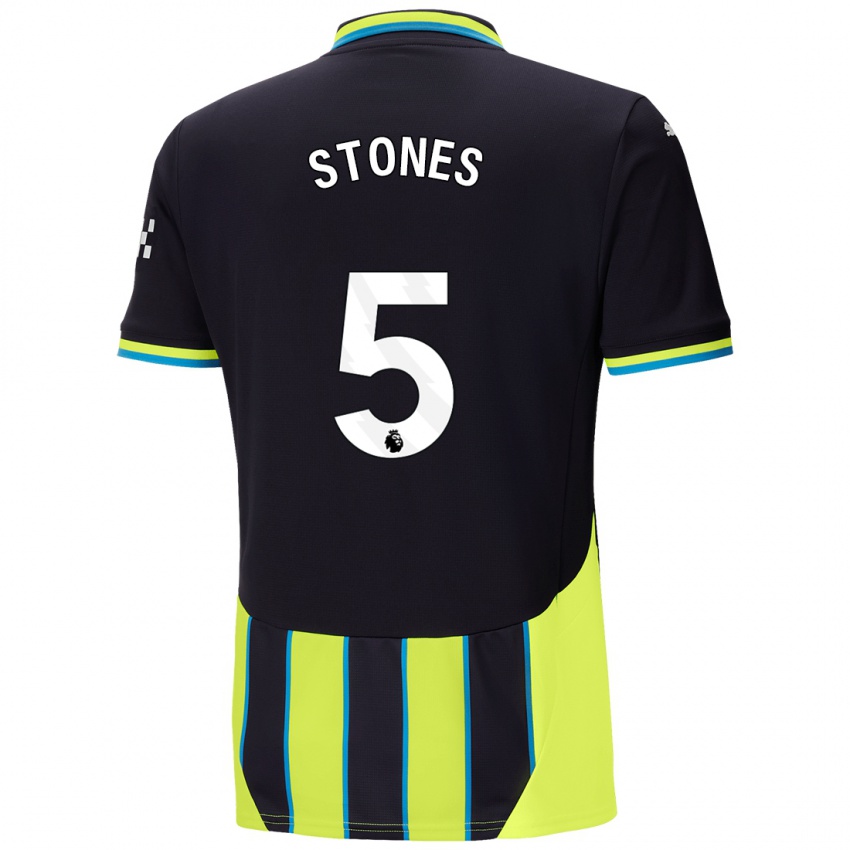 Kinder John Stones #5 Blaugelb Auswärtstrikot Trikot 2024/25 T-Shirt Belgien