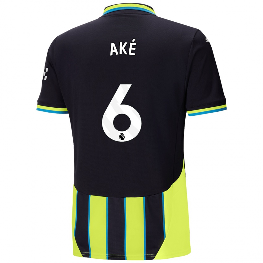 Kinder Nathan Ake #6 Blaugelb Auswärtstrikot Trikot 2024/25 T-Shirt Belgien