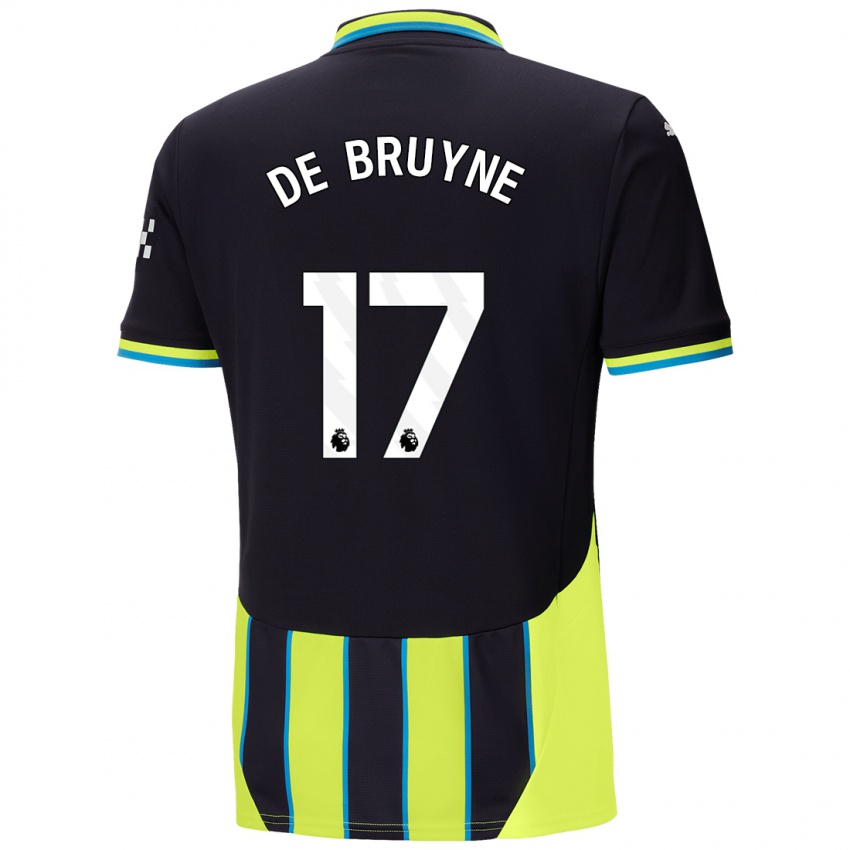 Kinderen Kevin De Bruyne #17 Blauw Geel Uitshirt Uittenue 2024/25 T-Shirt België