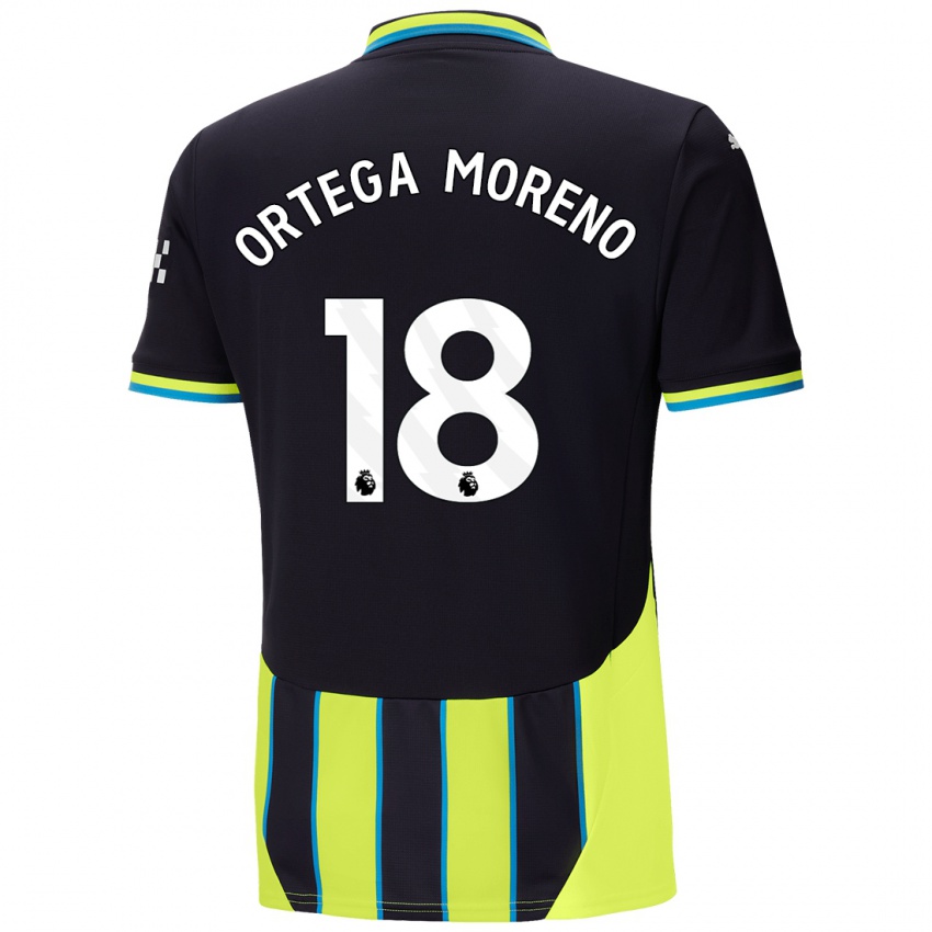 Kinder Stefan Ortega Moreno #18 Blaugelb Auswärtstrikot Trikot 2024/25 T-Shirt Belgien