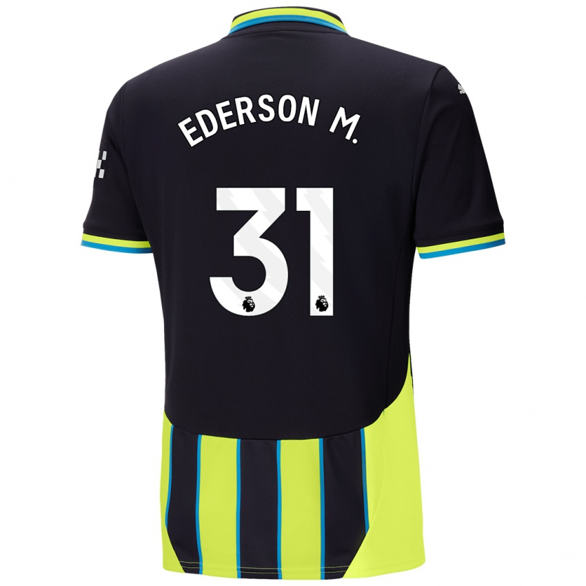 Kinderen Ederson Moraes #31 Blauw Geel Uitshirt Uittenue 2024/25 T-Shirt België