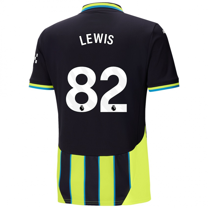 Kinder Rico Lewis #82 Blaugelb Auswärtstrikot Trikot 2024/25 T-Shirt Belgien