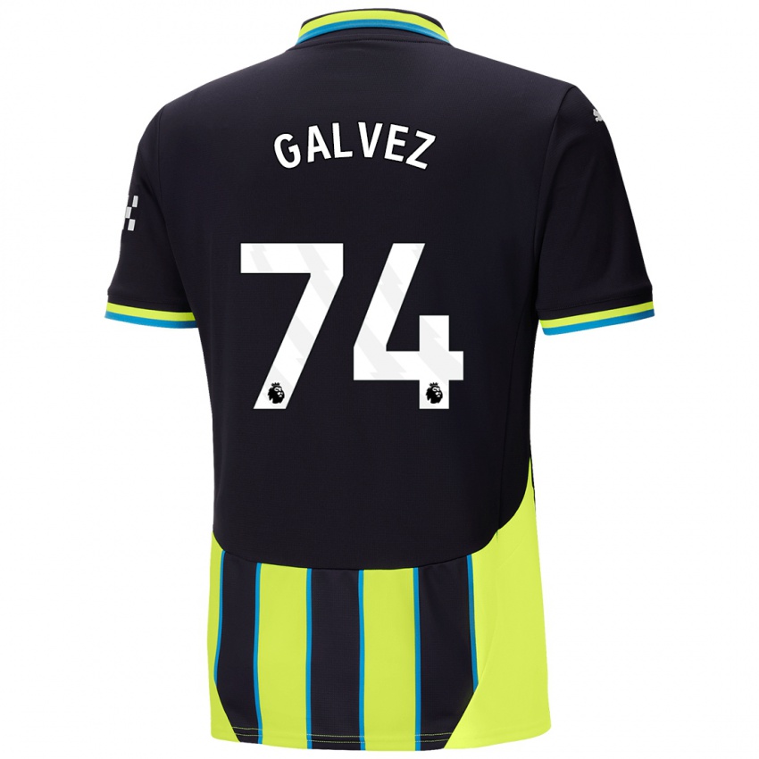 Kinder Tomas Galvez #74 Blaugelb Auswärtstrikot Trikot 2024/25 T-Shirt Belgien